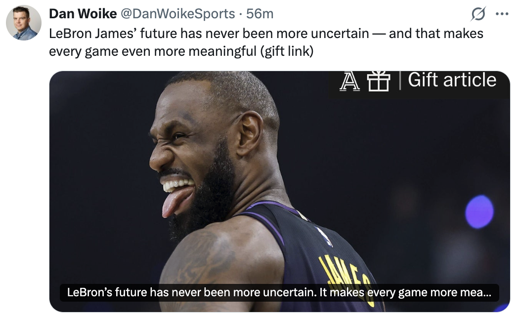 开云sports-突发！湖人记者发文：詹姆斯的未来，变得不确定了